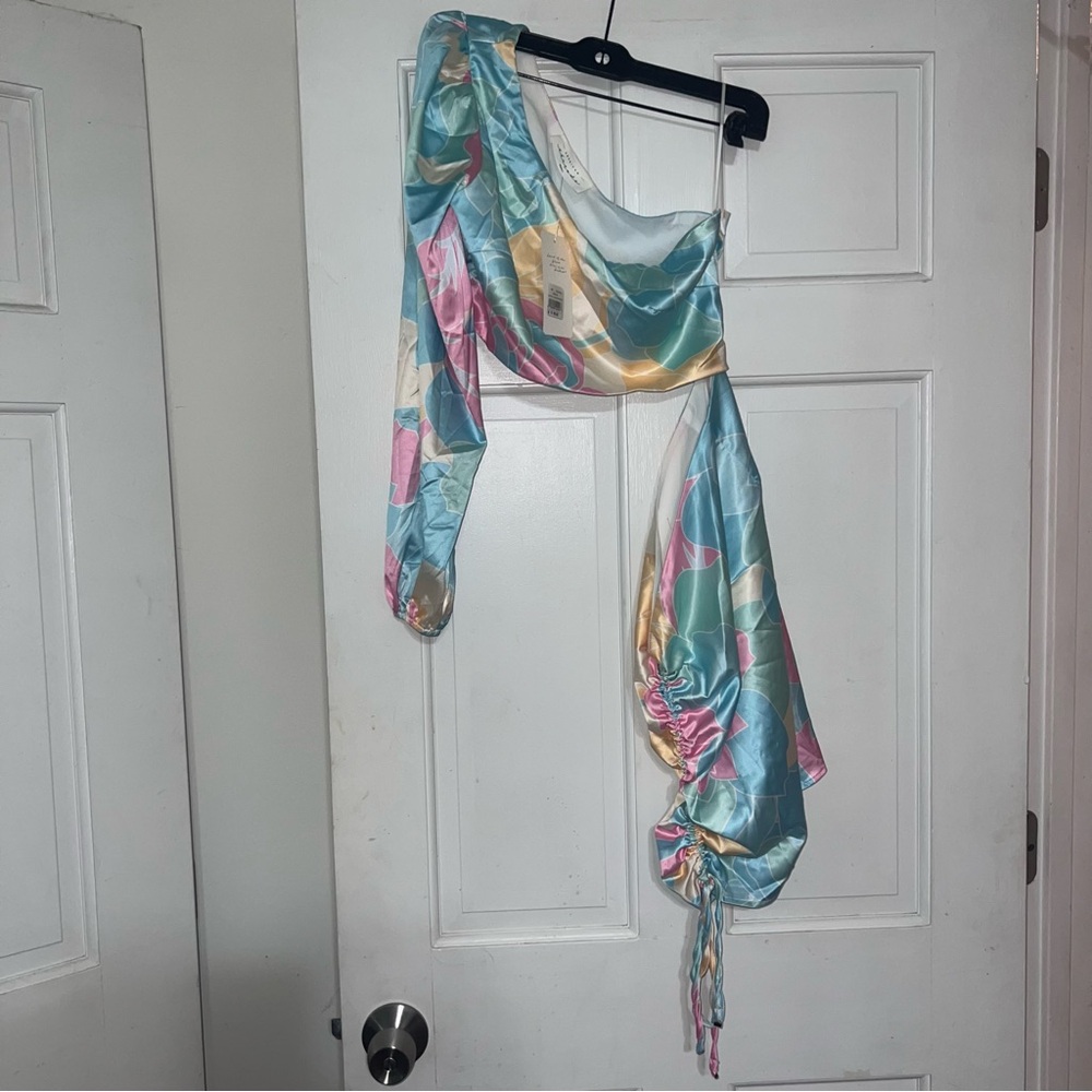 NWT American Threads Blue One Shoulder Dress Size Small
